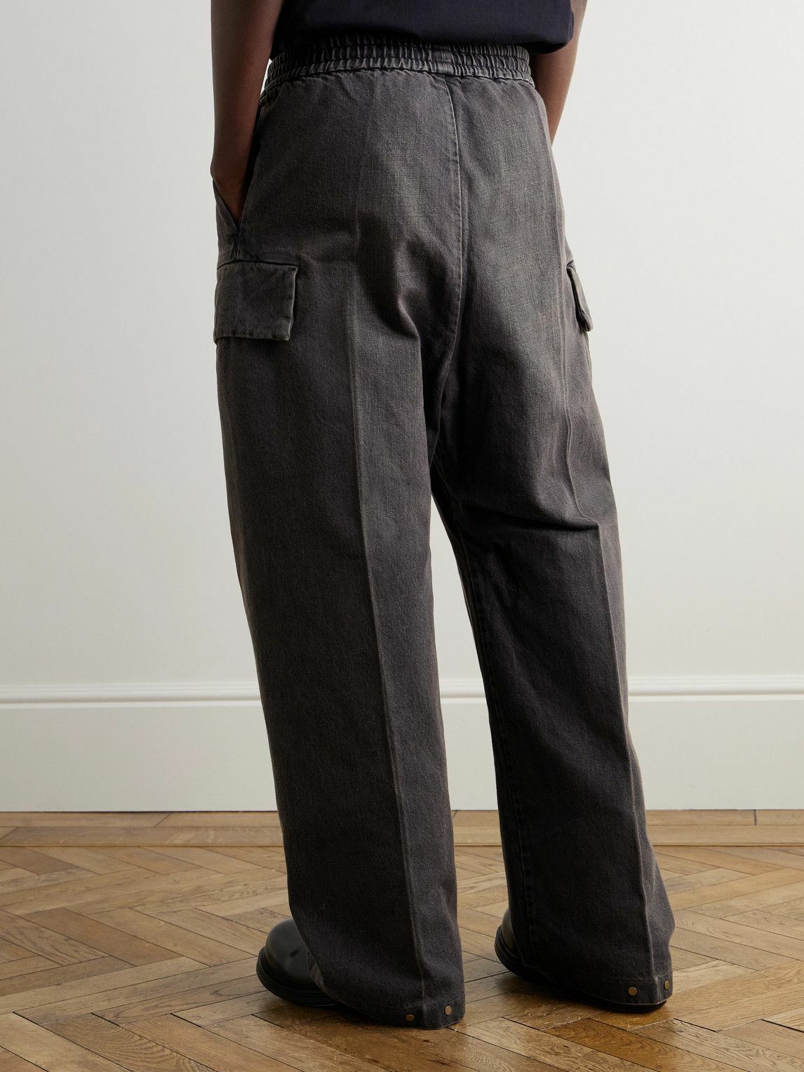 Fear of God - Wide-Leg Denim Drawstring Cargo Trousers - Gray Fear