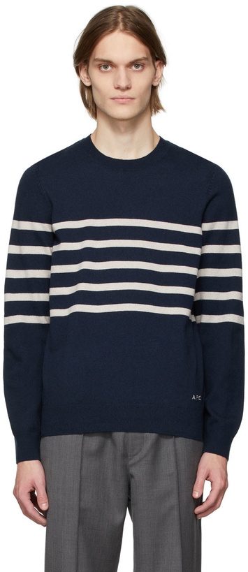 Photo: A.P.C. Navy & White Maceo Sweater