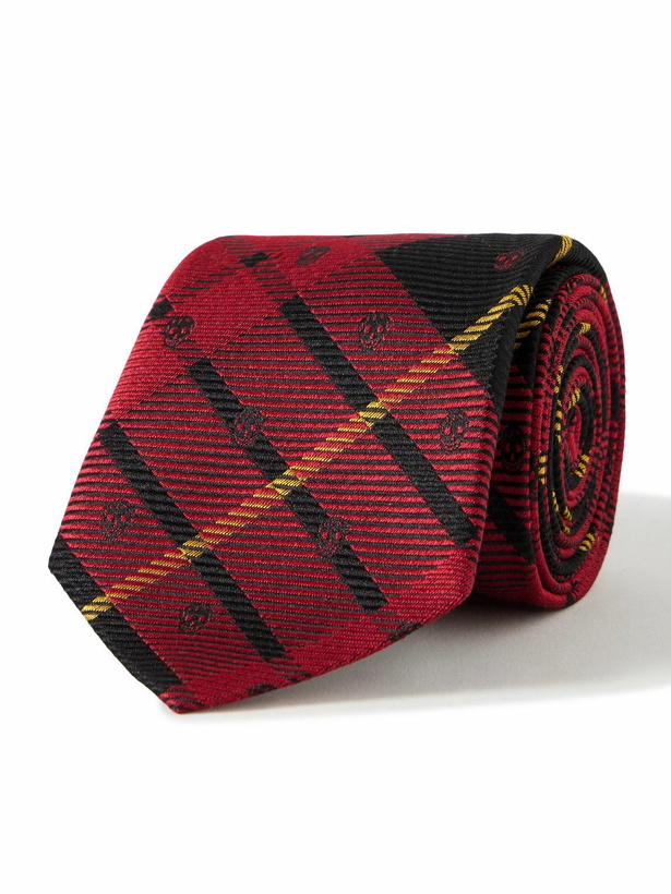 Photo: McQueen - 8cm Logo-Embroidered Checked Silk Tie