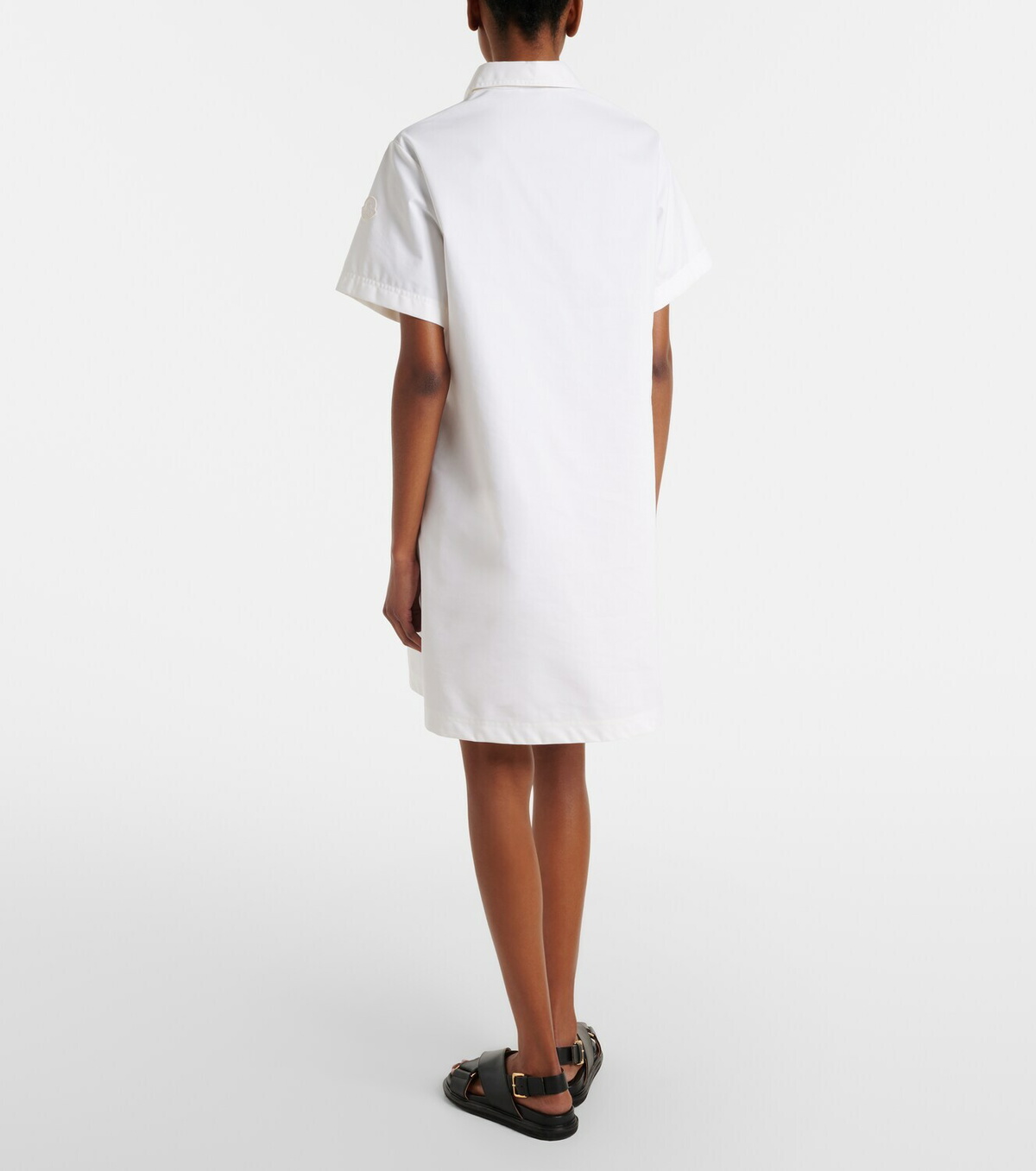 Moncler Embroidered cotton-blend poplin midi dress