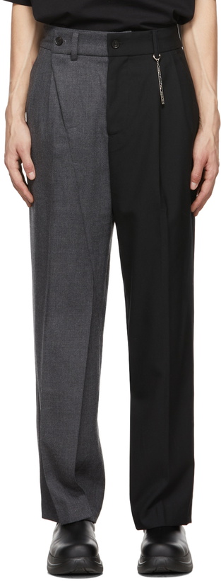 Photo: Feng Chen Wang Black & Grey Two-Tone Pleated Trousers