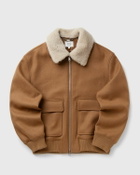 Maison Kitsune SHEARLING COLLAR JACKET Brown Mens Bomber Jacket