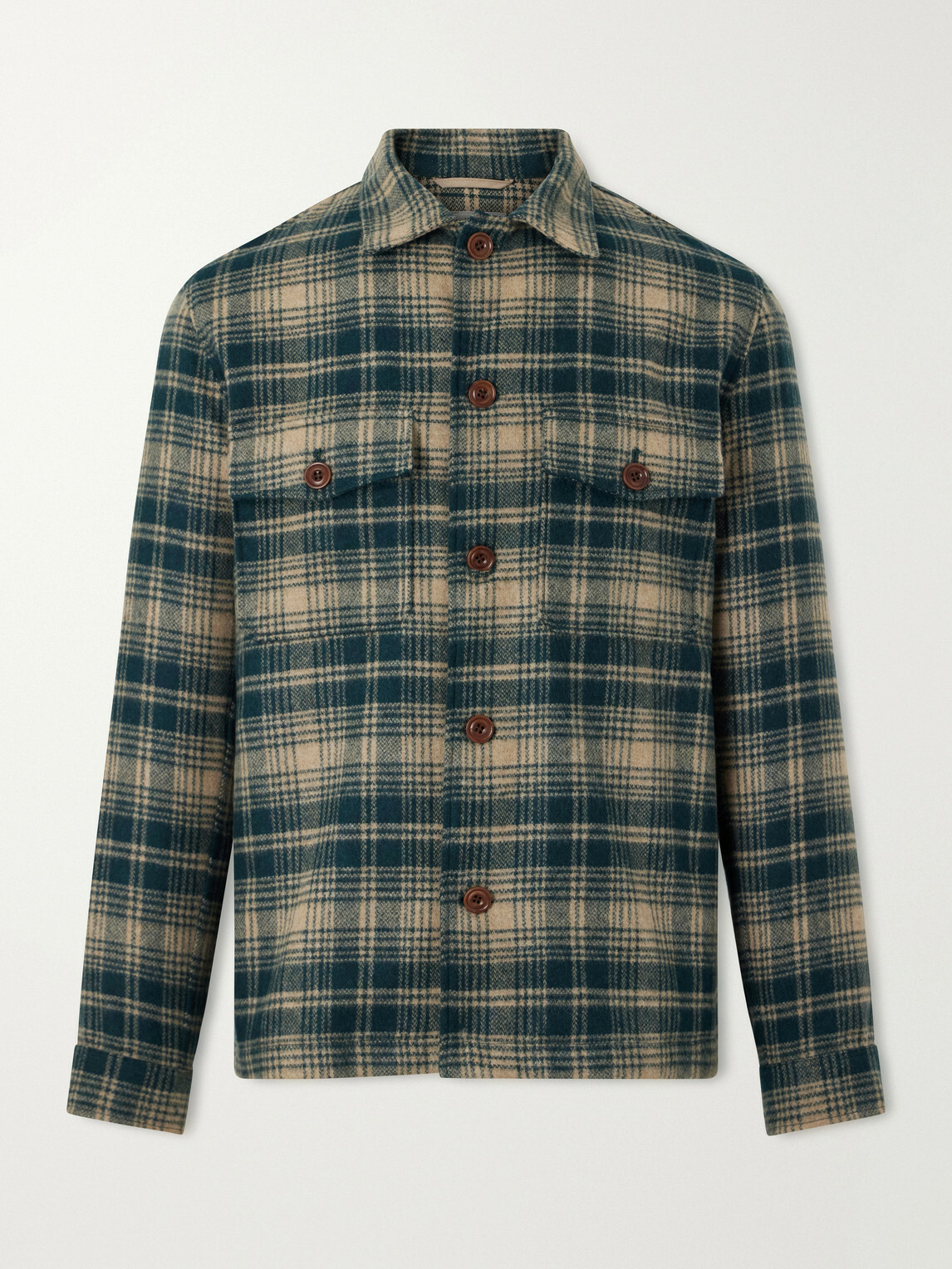 Hartford - Checked Wool-Blend Overshirt - Green