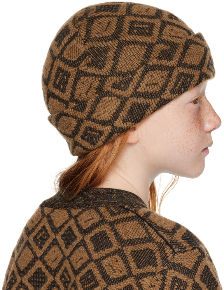 Jacquard Cotton And Wool Beanie in Pink - Acne Studios Kids