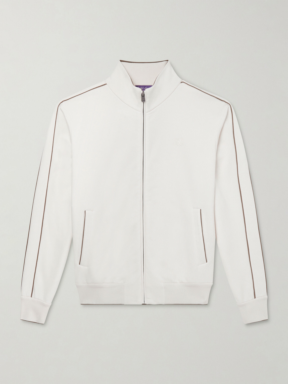 Ralph Lauren Purple label - <ul> <li>Wimbledon Logo-Embroidered Cotton and Cashmere-Blend Sweater</li> </ul> - Neutrals