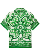 Dolce & Gabbana Majolica Printed Silk Shirt Green