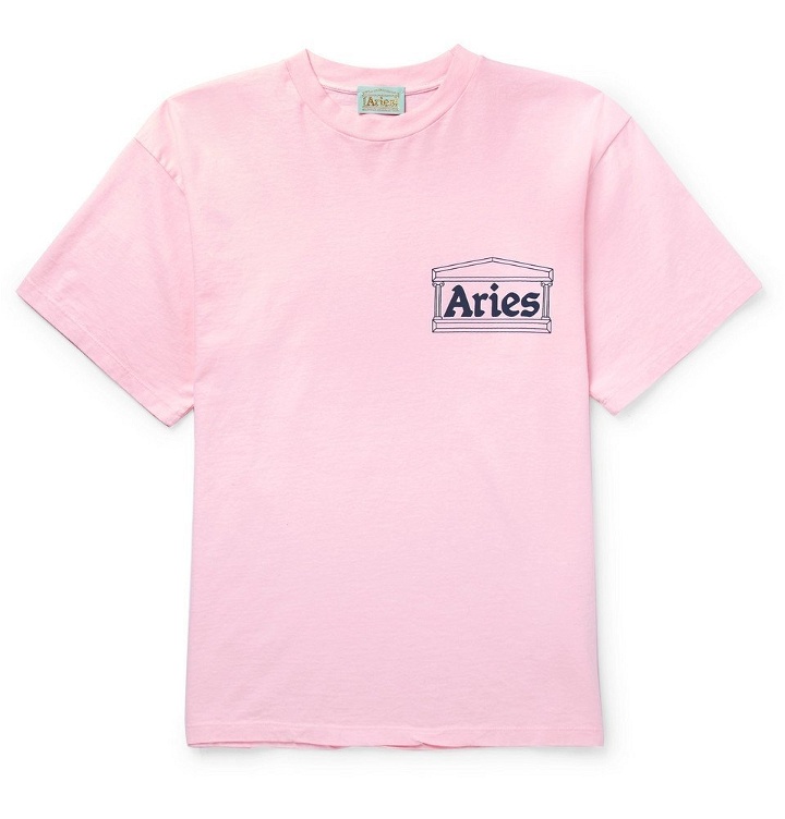 Photo: Aries - Printed Cotton-Jersey T-Shirt - Men - Pink