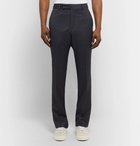 Wacko Maria - Slim-Fit Striped Wool Trousers - Navy