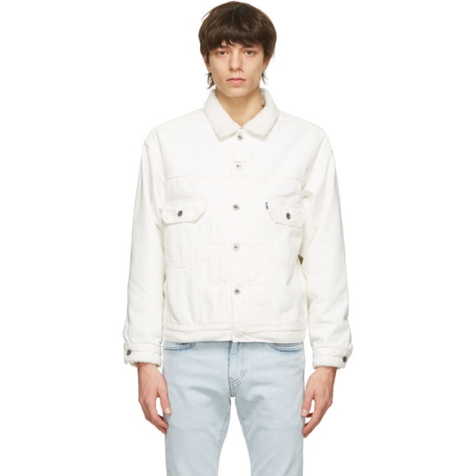 Photo: Levis Made and Crafted White Denim Sherpa Oversized Type II Jacket
