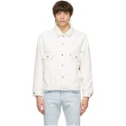 Levis Made and Crafted White Denim Sherpa Oversized Type II Jacket