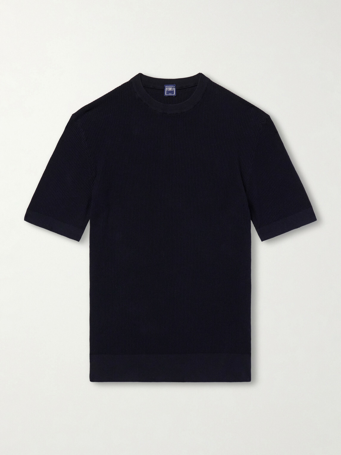 FEDELI - Ribbed Cotton T-Shirt - Blue