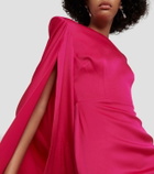 Alex Perry Caped satin crêpe gown
