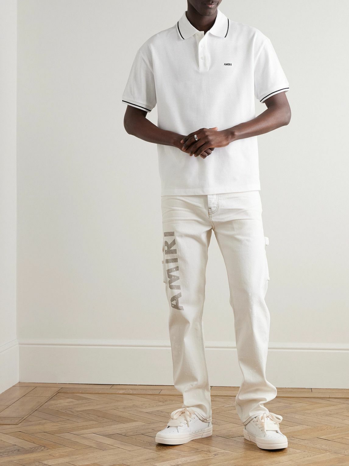 AMIRI - Logo-Embroidered Cotton-Piqué Polo Shirt - White