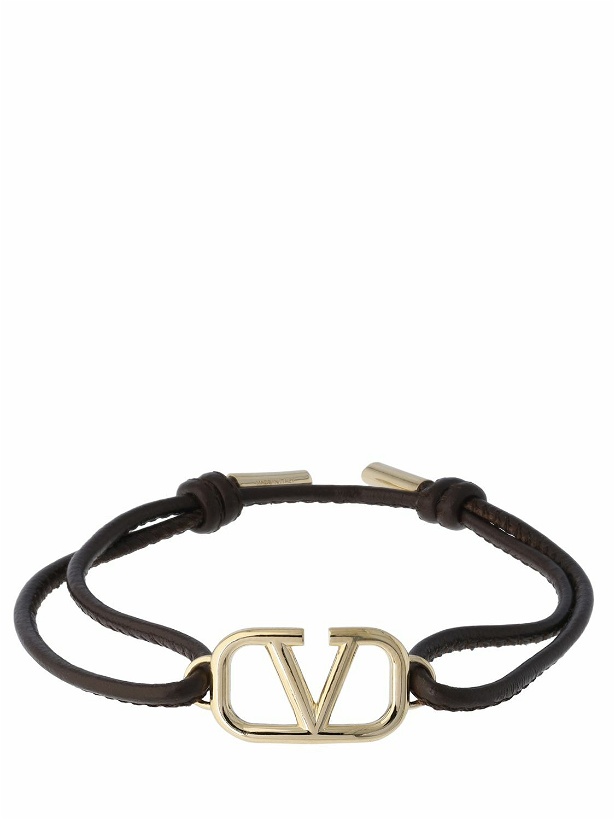 Photo: VALENTINO GARAVANI - V Logo Leather Sliding Bracelet