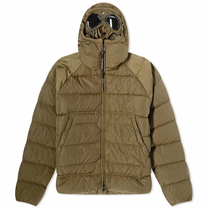 Photo: C.P. Company Men's Chrome-R Goggle Down Jacket in Ivy Green