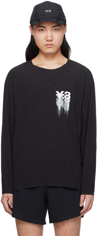 Photo: Y-3 Black Printed Long Sleeve T-Shirt