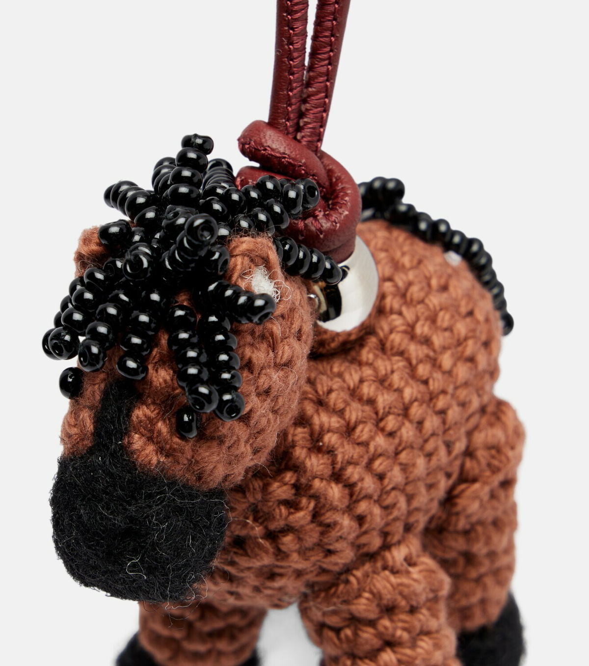 Loewe Horse beaded leather-trimmed wool bag charm