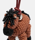Loewe Horse beaded leather-trimmed wool bag charm