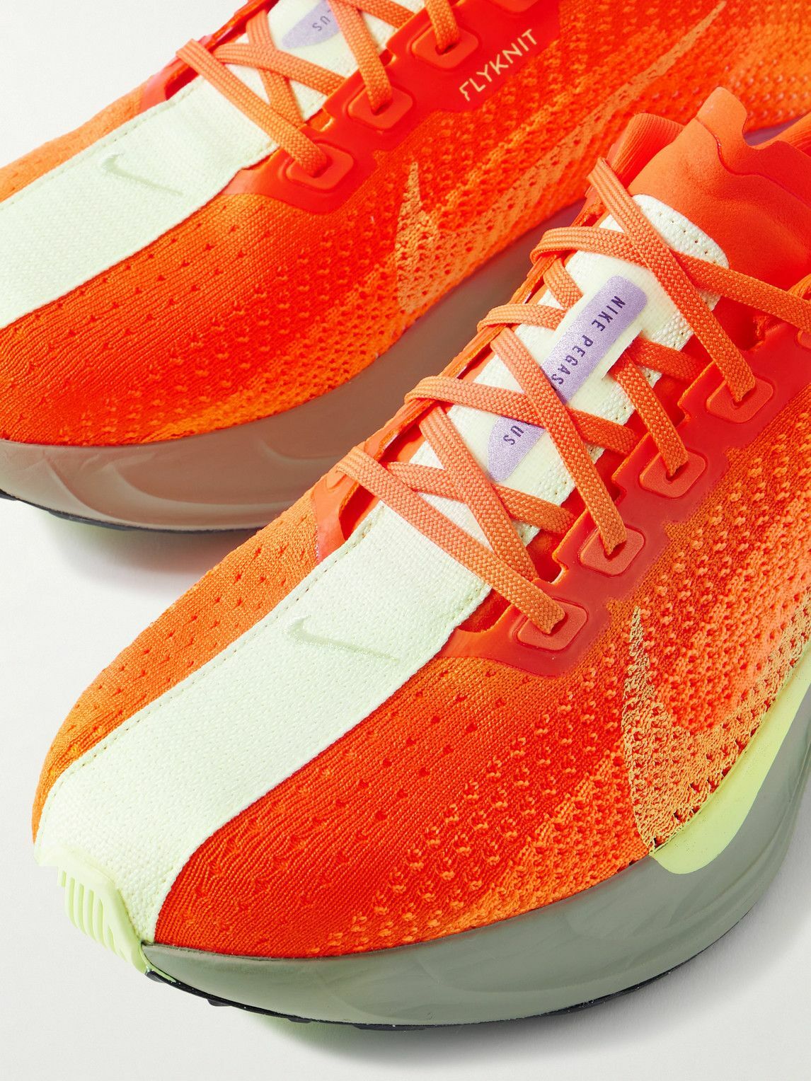 NIKE RUNNING - Pegasus Plus Canvas-Trimmed Flyknit Sneakers - Orange