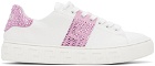 Versace White & Pink Crystal Greca Sneakers