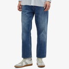 JW Anderson Men's Cropped Straight Leg Jeans in Mid Blue Denim