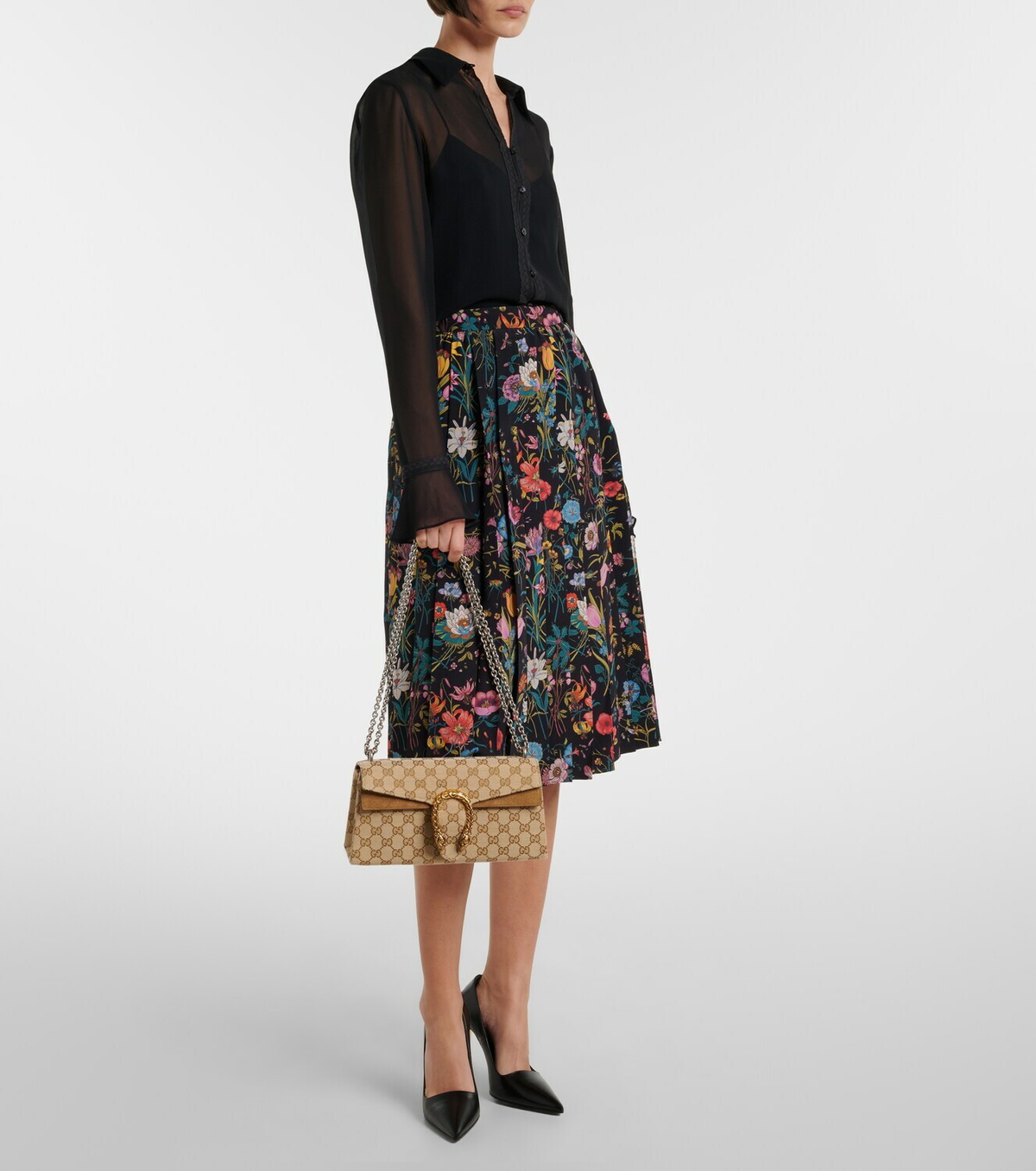 Gucci Dionysus GG canvas Small suede-trimmed crossbody bag