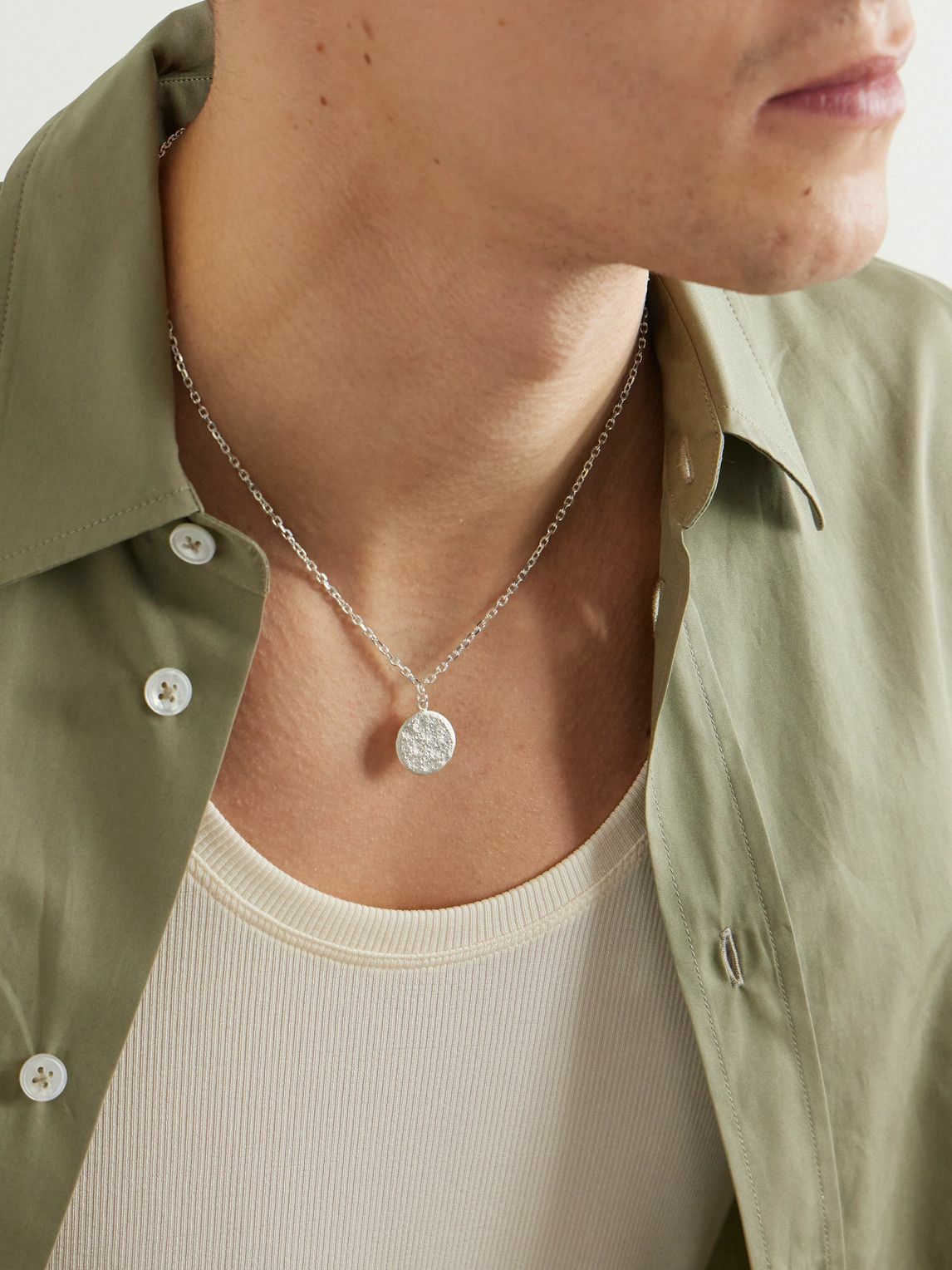 Mikia - Polaris Sterling Silver Diamond Pendant Necklace