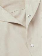 Brunello Cucinelli - Camp-Collar Suede Shirt - Neutrals