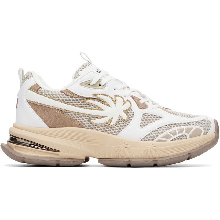 Photo: Palm Angels White & Beige Palm Runner Sneakers