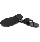 Versace - Logo-Embellished Leather and Webbing Flip Flops - Men - Black