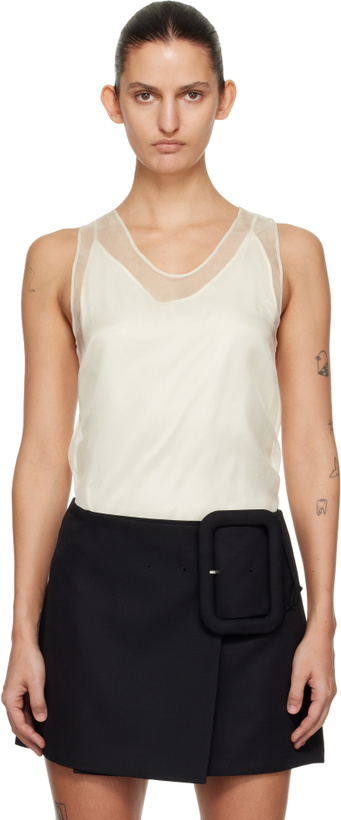 Photo: AMI Paris Off-White Sheer Silk Tank Top