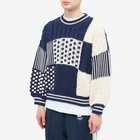 Kenzo Paris Men's Mixed Cable Jumper in Midnight Blue