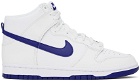 Nike White & Purple Dunk High Retro Sneakers