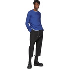 Rick Owens Blue Wool Fisherman Cropped Biker Sweater