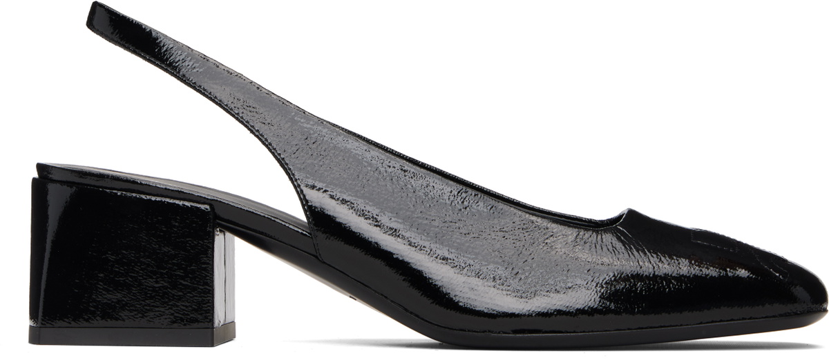 Courrèges Black AC Vinyl Slingback Heels