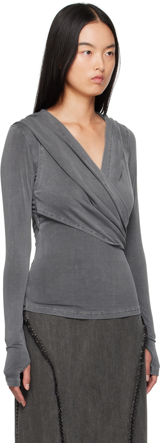 HYEIN SEO Gray Hooded Long Sleeve T-Shirt