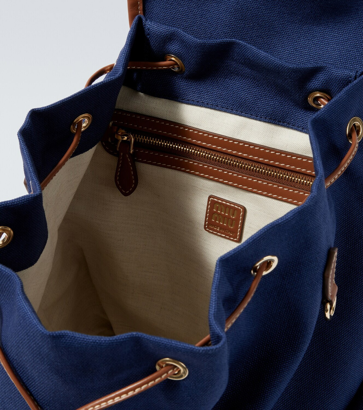 Miu Miu Leather-trimmed canvas backpack