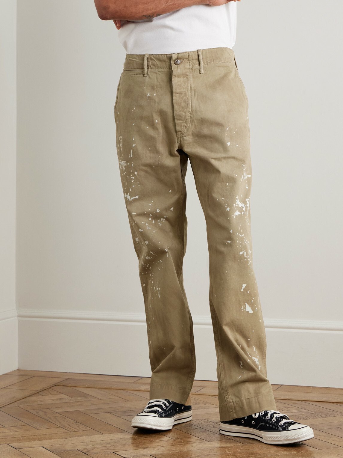 RRL - Straight-Leg Distressed Cotton-Twill Pants - Green
