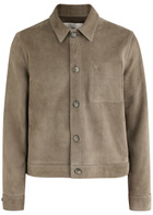 Ami Paris Logo-embossed Suede Jacket Beige