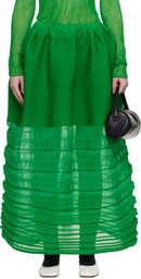 ISSEY MIYAKE Green December Moving Knit Midi Skirt