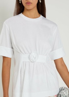 Simone Rocha Gathered Floral-appliquéd Cotton T-shirt White