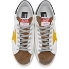 Golden Goose White and Brown Superstar Sneakers