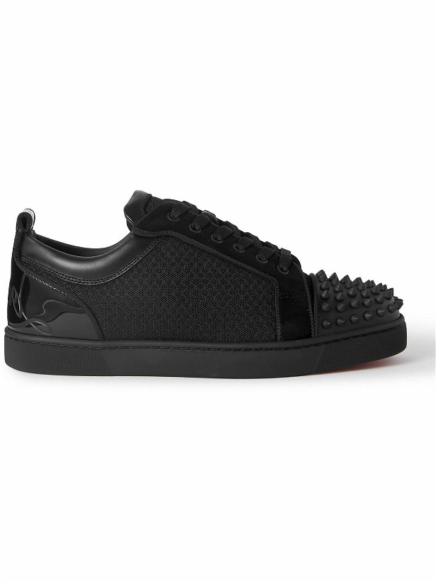 Photo: Christian Louboutin - Fun Louis Junior Studded Mesh and Leather Sneakers - Black