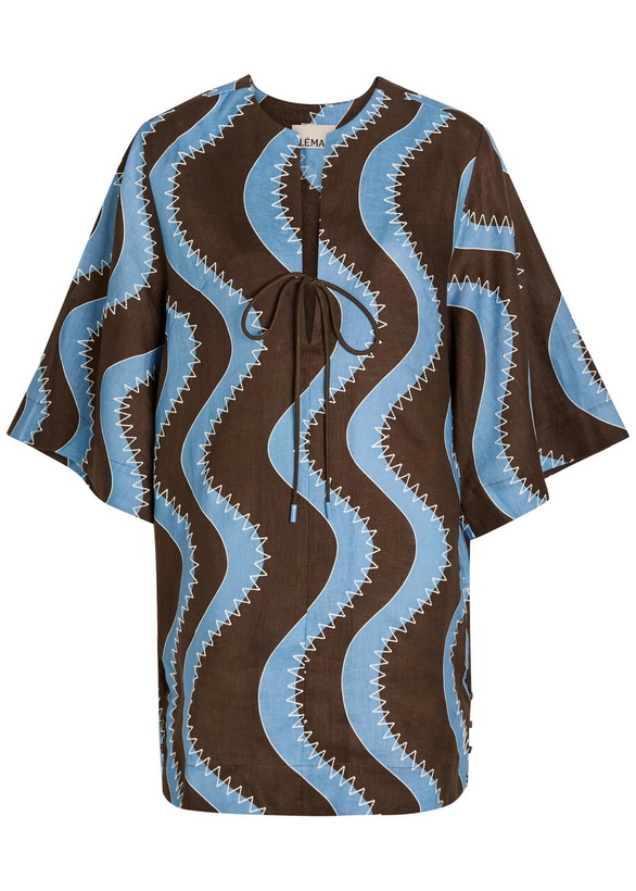 Photo: Alemais Frankie Printed Linen Mini Dress Blue