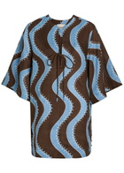 Alemais Frankie Printed Linen Mini Dress Blue