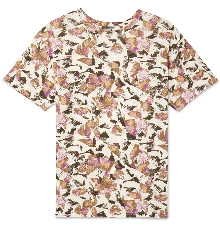 Photo: Isabel Marant - Camron Printed Linen T-Shirt - White