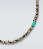 Ileana Makri 9kt white gold beaded necklace with quartzes and turquoises