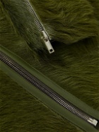 Rick Owens - Klaus Slim-Fit Leather-Trimmed Calf Hair Coat - Green