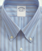 Brooks Brothers Men's Stretch Supima Cotton Non-Iron Pinpoint Oxford Button-Down Collar, Rep Stripe Dress Shirt | Light Blue