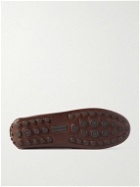 FERRAGAMO - Grazioso Embellished Full-Grain Leather Driving Shoes - Brown